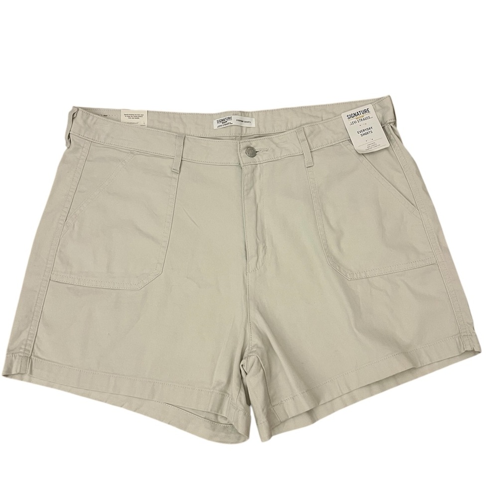 Levis Signature Gold Everyday Shorts 18 W34 Beige Stretch High Rise New